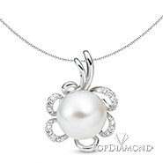 Pearl & Diamond Pendant P2435. Pearl & Diamond Pendant P2435, Pearl Pendants. Pearl Jewelry. Hung Phat Diamonds & Jewelry
