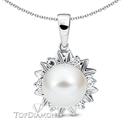 Pearl & Diamond Pendant P1539. Pearl & Diamond Pendant P1539, Pearl Pendants. Pearl Jewelry. Hung Phat Diamonds & Jewelry