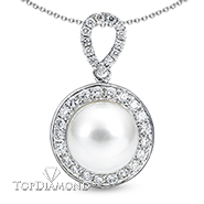 Pearl & Diamond Pendant P1551. Pearl & Diamond Pendant P1551, Pearl Pendants. Pearl Jewelry. Hung Phat Diamonds & Jewelry