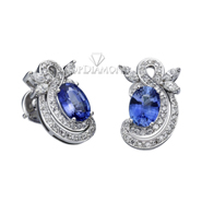 Blue sapphire and diamond Earrings E0632. Blue sapphire and diamond Earrings E0632, Gemstone Earrings. Gemstone Jewelry. Top Diamonds & Jewelry